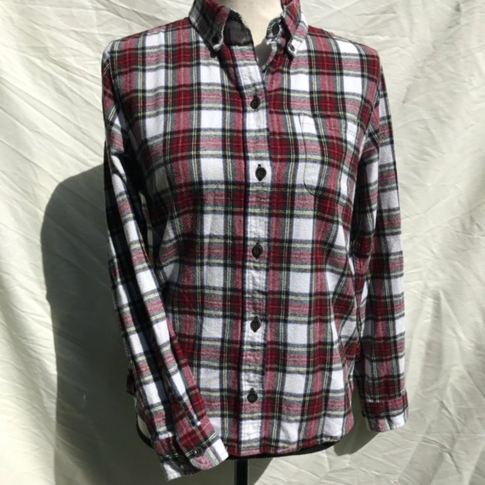 LL Bean Petite Small Plaid Flannel Shirt
